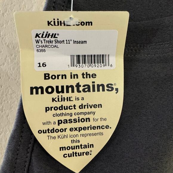 NWT Kuhl Women Trekr Short 11” Inseam Charcoal Gray Size 16 Gorpcore Outdoors - Picture 3 of 7